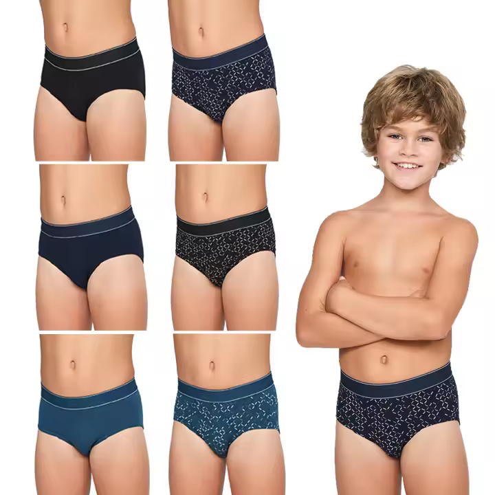 DON ALGODO | Pack de 6 Slips Para Niño | Liso y Estampado | Suaves y Transpirables | Duraderos y Resistentes Para Cualquier Actividad | 3 Colores y 3 Estampados | 4 Tallas: 2-4, 6-8, 10-12, 14-16 - 1
