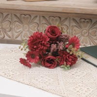 Rosa Artificial Para Novia Decoración De Fiesta De Boda Navidad Y Hogar En Vaso Plantas Falsas Para Mesa De Estudio Accesorios De Casa - details 2