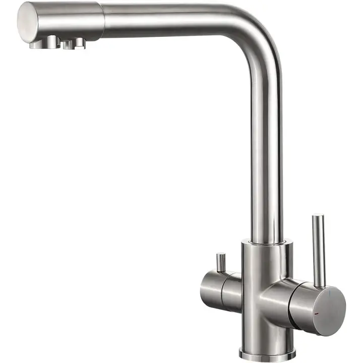 Ibergrif Grifo de Cocina 3 Vías Ósmosis, Grifo Monomando Maple Inoxidizable, Níquel Mango, Resistente a La Corrosión, Fácil Instalación, Aireador Incluido, M22109A - 1