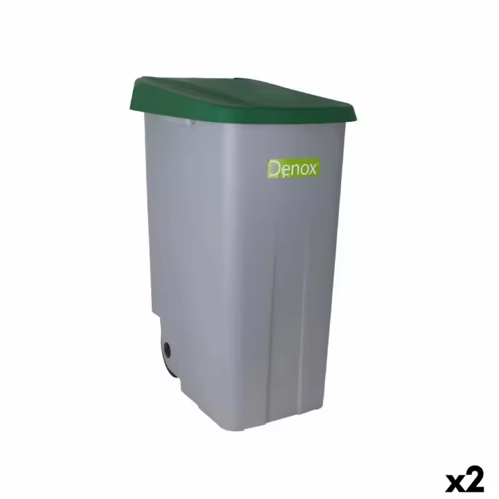 Cubo de Basura con Ruedas Denox 110 L Verde 58 x 41 x 89 cm (2 Unidades) - 1