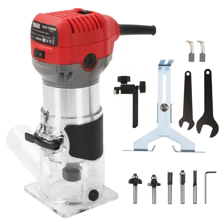 Fresadora Rebajadora de Aluminio Profesional 710W 33,000 RPM - Máquina de Ranurar y Biselar para Carpintería Metálica, Bricolaje y Trabajos de Precisión con Base Estabilizadora - 1