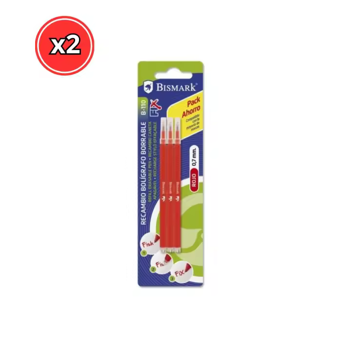 RECAMBIO BOLIGRAFO BORRABLE BISMARK AZUL  - ROJO - NEGRO - 6 UNIDADES - 1