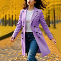 Nueva Chaqueta De Mujer De Invierno Con Manga Larga Y Cuello En V A-line Fashion Chaqueta De Trench Para Otoño Y Invierno - details 32