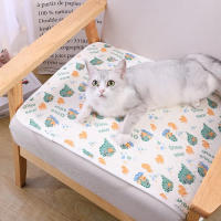 Almohadilla De Látex Para Mascotas En Verano Con Patrón De Dibujos Animados Refrescante Para Perros Y Gatos Sillón Sofá Matriz De Algodón Tela Transpirable Para Descanso - details 3