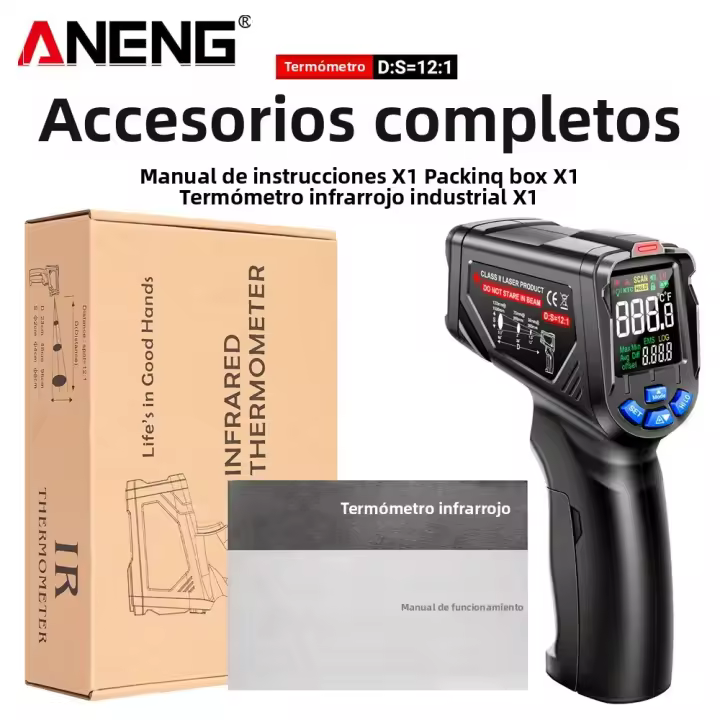 ANENG TH06 Gun Thermometer Digital Infrarrojo Sensor 0.1-1.00 Emissivity Adjustable VA Display Instrumento De Detección Industrial - 1