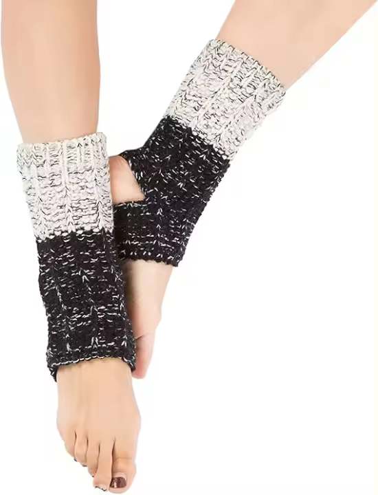 Calentadores de piernas de punto para yoga para mujeres, calcetines de yoga de crochet de punto suave, calcetines con puños gruesos para botas, polainas para mujeres para danza o ballet - 1