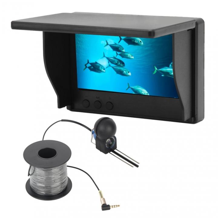 Cámara De Pesca Submarina 4.3in TN HD Con Visión Nocturna IP68 Impermeable Y 12 Luces Para Pesca Rango De Deteción 0.6-30 Metros