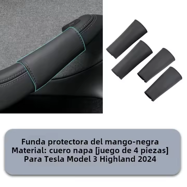 Cubiertas De Manija De Puerta Interior Para Tesla Model 3 Highland 2024 4PCS Cuero Napa Accesorios Para Manos De Puerta - 1