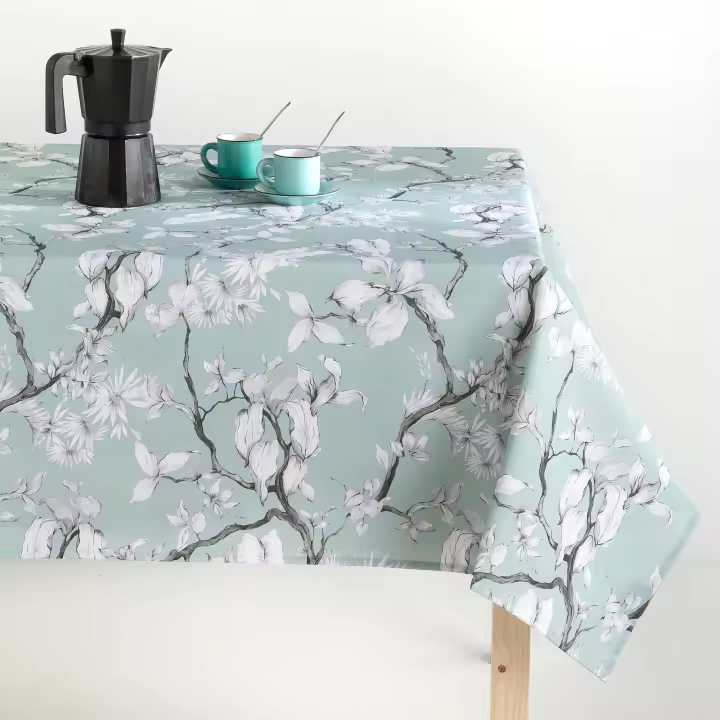 MINT DECO - Mantel antimanchas 100% algodón Fred Aguamarina - 1