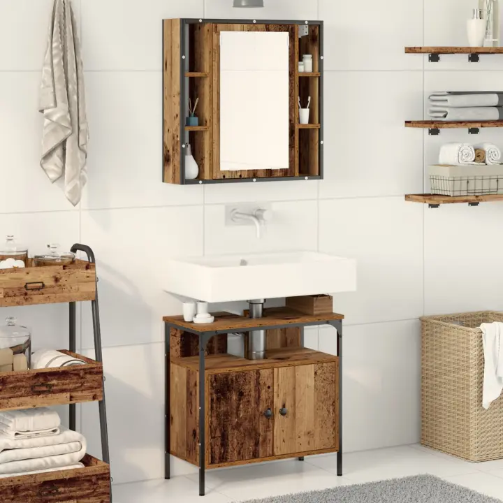 Set de Muebles de Baño de 2 Piezas de Madera Vieja y Madera Ingenierizada - 1