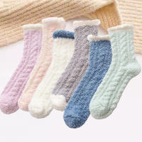 6 Pares De Calcetines De Piel De Coral Gruesa Para Mujer Medio Tobillo Para Otoño E Invierno Cómodos Y Suaves Para Dormir - details 2