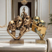 Máscara Escultura De Thinker Abstracta Y Sencilla 1pc See No Evil Hear No Evil Speak No Evil Decoración De Jardín De Resina - details 6
