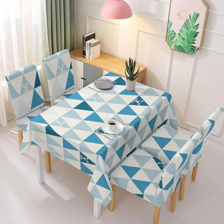TODOBIEN STORE - Juego de Mantal y Funda de Silla, Mantel de Mesa Rectangulo 140 x 180, 4 Fundas para Silla con Elastico, 100% Poliester, Estampado Moderno. - 1