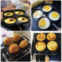 Sartén Antideslizante Con Manija De Madera 3/4/5 Agujeros Para Huevos Tortitas Steaks Y Burgers Herramienta De Cocina Para Desayuno - details 4