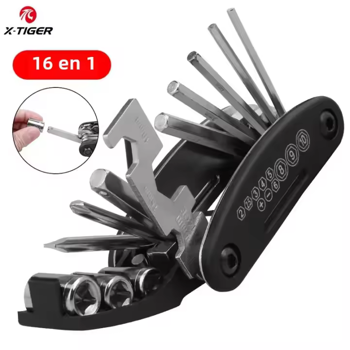 Kit De Reparación De Bicicleta X-TIGER 16 En 1 Multiherramienta Con Palas Para Neumáticos De Bicicleta Llave De Hexagonal Y Métrica Herramientas Para Ciclismo - 1