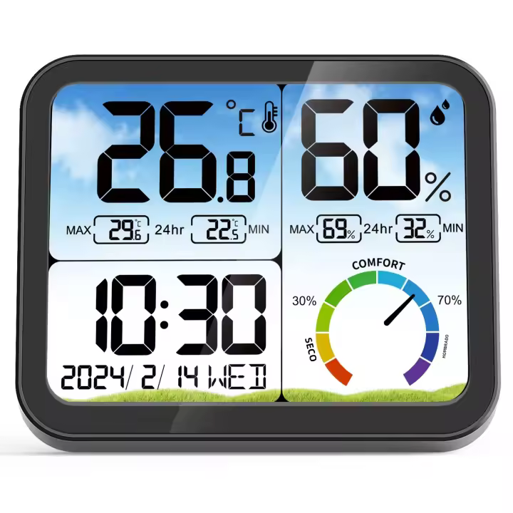 Medidor De Temperatura Y Humedad Digital LCD Estándar Y Colgante Para Interior Sensor De Humedad Estación Meteorológica Monitor De Clima - 1