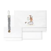 Interbaby juego de sábanas de cuna algodón 3 piezas 120x60  RINO LEON + BROCHE REGALO beige/verde/azul/gris - details 0