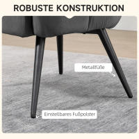Sellón orejero con taburete Sillón reclinable tapizado Terciopelo Sala de estar Peso hasta 120 kg Gris Oscuro - details 5
