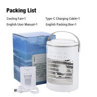 Aire acondicionado portátil, mini enfriador de aire 3 en 1, ventilador silencioso, 3 velocidades, 2 modos de pulverización, 600 ml, con asa, ideal para dormitorio y oficina, anillo de luz ambiental. - details 21