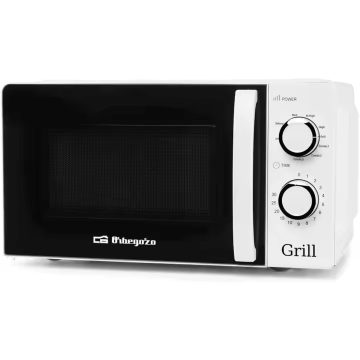 Orbegozo MIG 2130, Microondas con grill, 20 litros de capaciad, 900 W, 3 funciones combinadas, incluye rejilla para funcion gril, temporizador, señal de fin de coccion, color blanco - 1