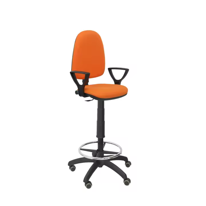 Piqueras Y Crespo Taburete Ayna Bali Naranja Ergonómico con Brazos Fijos y Ruedas de Parqué - 1