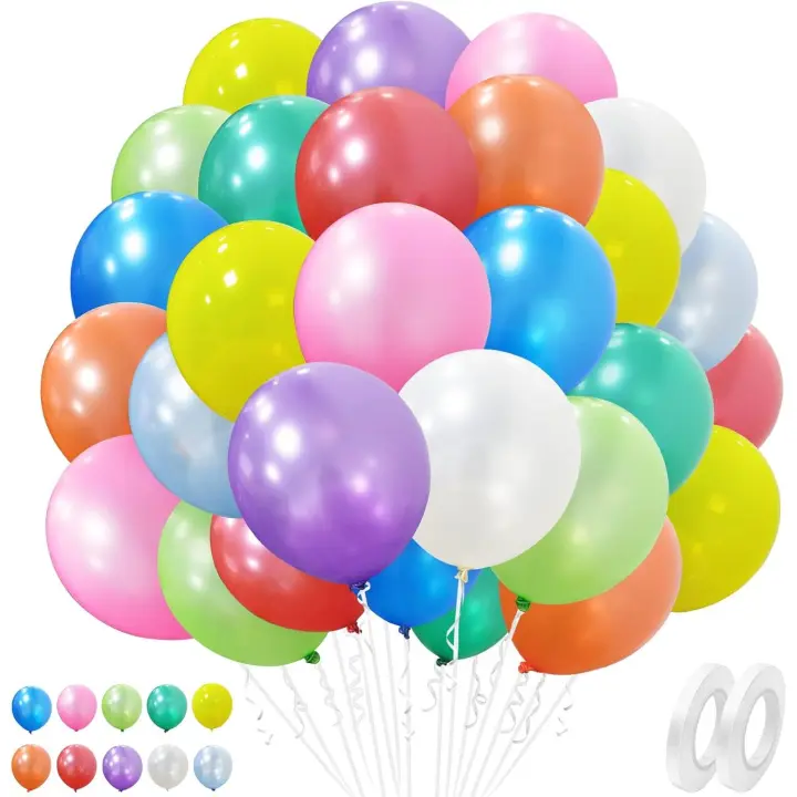 Ballons Arc-en-ciel 12 Couleurs, 50 Pièces 12 Pouces Multicolore Ballons en Latex Baudruche Ballon Gonflable Hélium pour Mariage Anniversaire Baptême Célébrations Décorations de Anniversaires Fête - 1