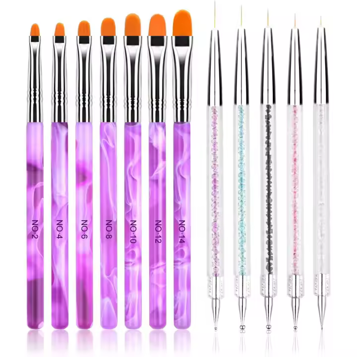 Juego de pinceles para decoración de uñas, 12 piezas, bolígrafos para decoración de uñas y herramientas para puntear uñas, bolígrafos de punteado de doble punta, pinceles para delinear uñas - 1