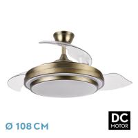 FABRILAMP Ventilador DC Ibe 59w 6980lm CUERO 3 Asp.desp. 107d 3000-4000-6000k, 6 velocidades Remoto, Reg.intensidad, Memoria Y Temporizador Incluye mando a distancia y dos tijas de 10 y 25 centímetro Productos originales calidad de confianza - details 0