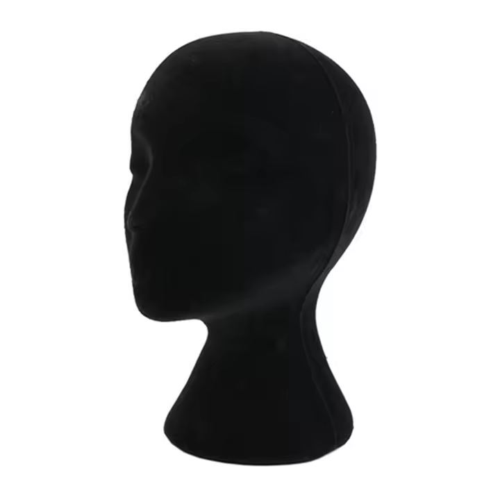 Soporte De Pelo De Espuma Multifuncional Para Mujer Modelo De Cabeza Ligera De Poliestireno Negro Tamaño 53.5cm Maniquí De Cabeza Para Exhibición Y Almacenamiento - 1