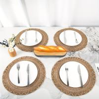 4pcs Maternos De Lino Jute Para Mesa De Comedor Estilo Farmhouse Borde Ondulado Diseño Tejido Antideslizantes Material Natural - details 4