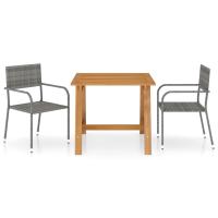 vidaXL Juego de comedor para jardín 3 piezas en color Gris/Negro - details 0