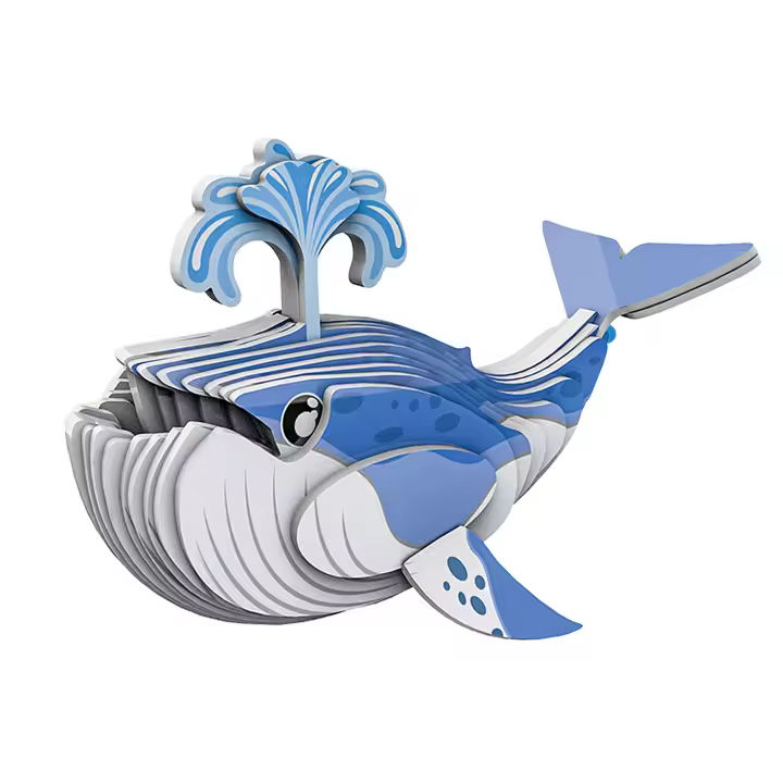 DAM. Puzle 3D de cartón con relieve. Diseño de Ballena Azul. 10x5x6cm. - 1