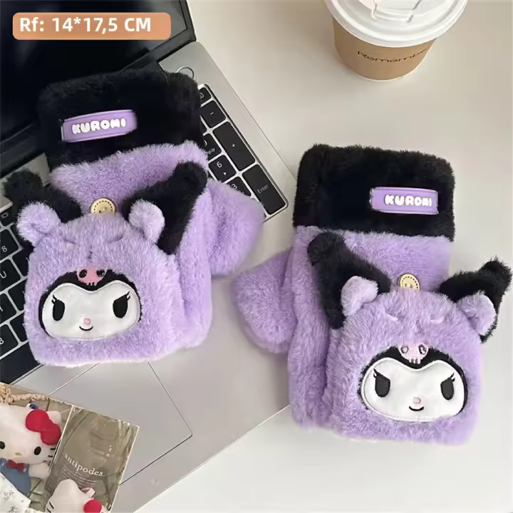 Guantes Calientes De Anime Sanrio Kuromi My Melody Para Adultos Resistentes Al Frío Con Diseño Kawaii De Cinnamoroll Regalo De Navidad O Cumpleaños Para Hombres Y Mujeres - 1