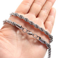 Collar De Cadena De Acero Inoxidable Para Hombre Estilo Clásico Hecho a Mano Collar De Enlace Torcido Joyería Regalo - details 6