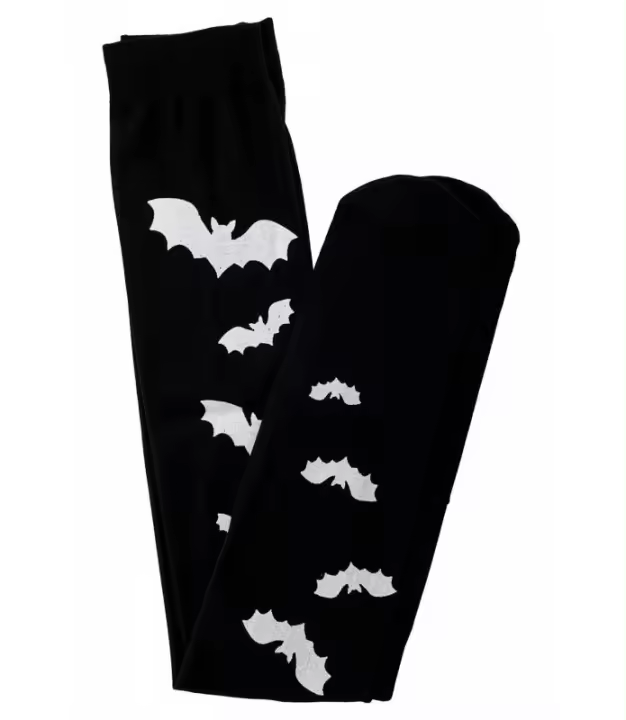 Medias negras muslo muerciélago blanco Girls Stockings Banned AC45427 - 1