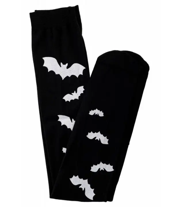 Medias negras muslo muerciélago blanco Girls Stockings Banned AC45427 - 1