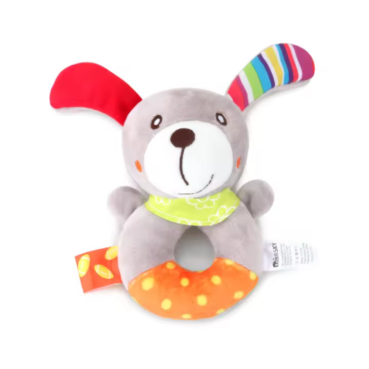 Lindo cachorro búho abeja conejo dibujos animados manivela bebé peluche juguete campana de mano juguete - 1