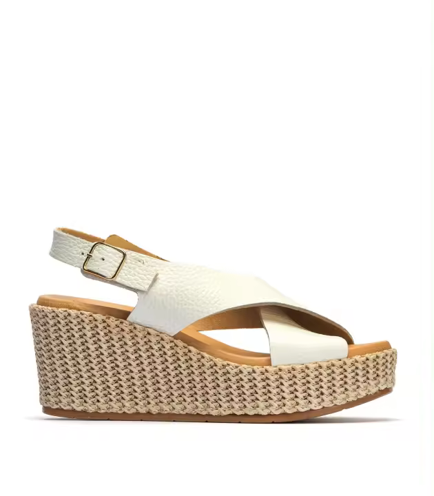 SANDALIAS DE TIRAS CRUZADAS EN PIEL BLANCAS PITILLOS 10570 - 1