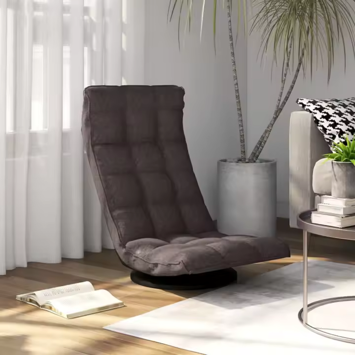 vidaXL Silla de suelo giratoria tela gris taupe - 1