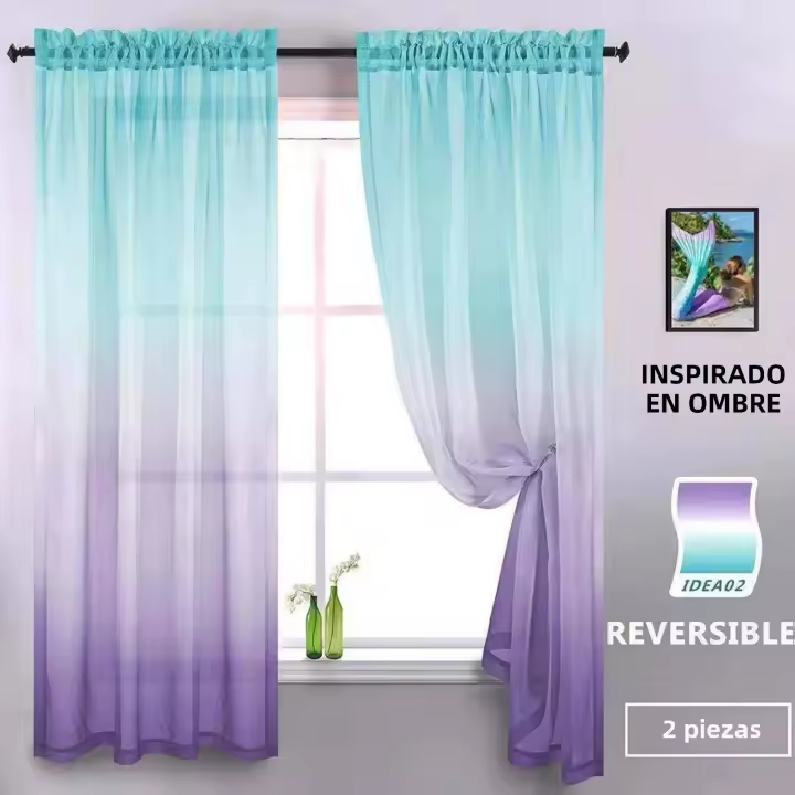 2pcs Cortinas De Voile Transparente Gradiente Para Dormitorio Y Hotel Estilo Pastoral Francés Rústico Cortina De Tule Para Ventana - 1