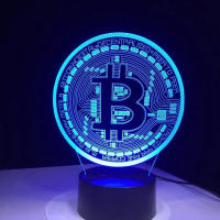 Lámpara De Noche Bitcoin Coin Art En Acrílico Con LED Sensor Táctil 16 Colores Cambiantes 3D Para Decoración De Habitación Luz De Mesa - details 1