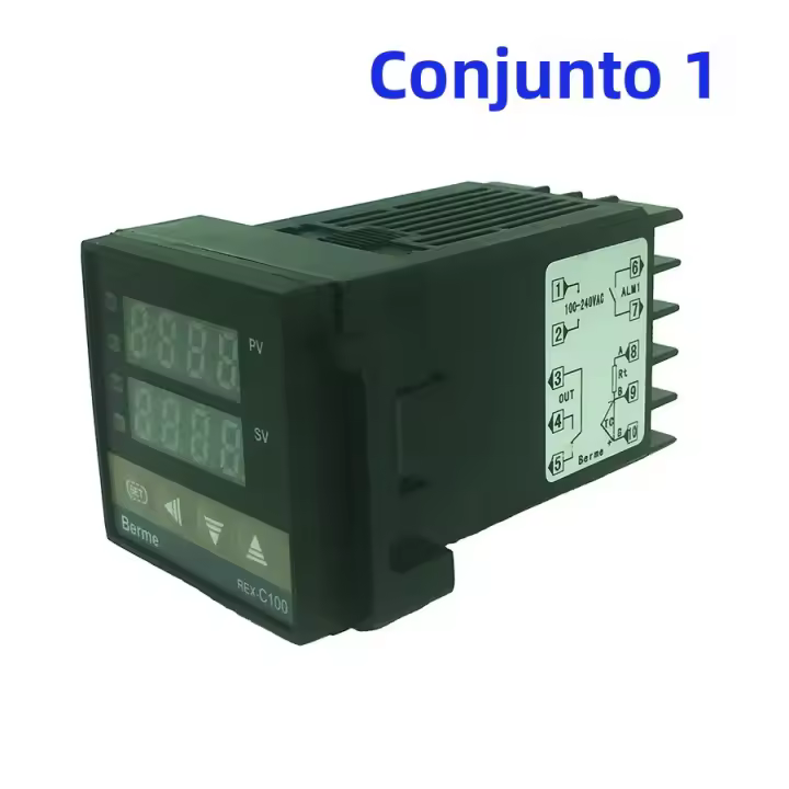 Térmico Digital REX-C100 Controlador De Temperatura Salida SSR Sensor Tipo K Con Relé Sólido 40DA + Sensor 48x48 - 1