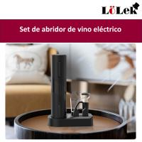 LoLek Set de Apertura de Vinos, con cortador de aluminio, vertedor y tapon, tiene una base para mantener todos los productos juntos. usa 4 pilas AA para nunca quedarse sin abrir tu vino preferido - details 2