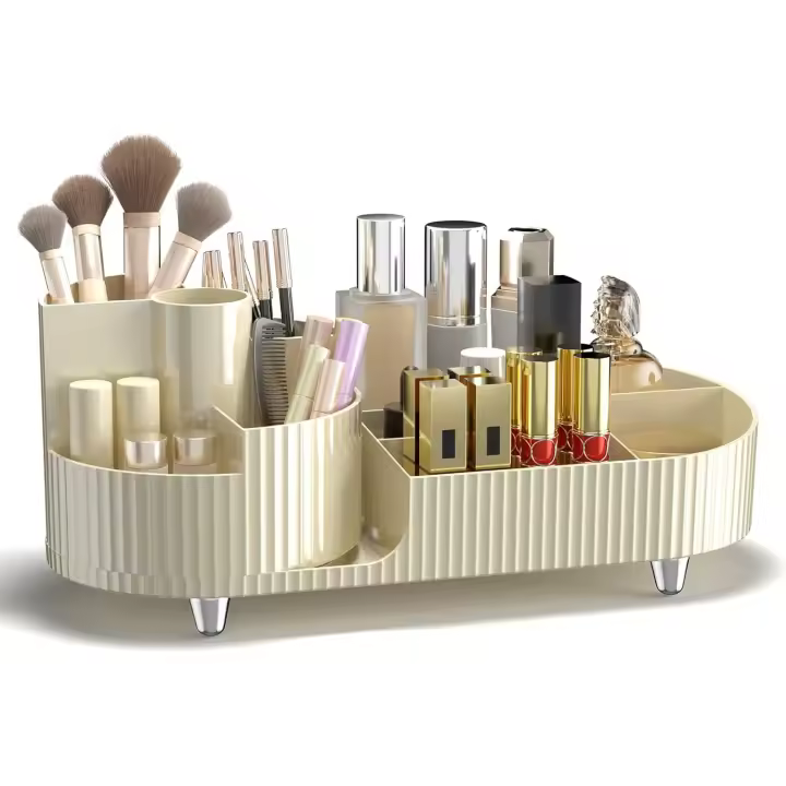 Organizador de maquillaje, Caja de almacenamiento de cosméticos, Organizador de cosméticos giratorio de 360 °, Organizador de maquillaje para brocha de ojos, Caja organizadora de almacenamiento de maquillaje - 1