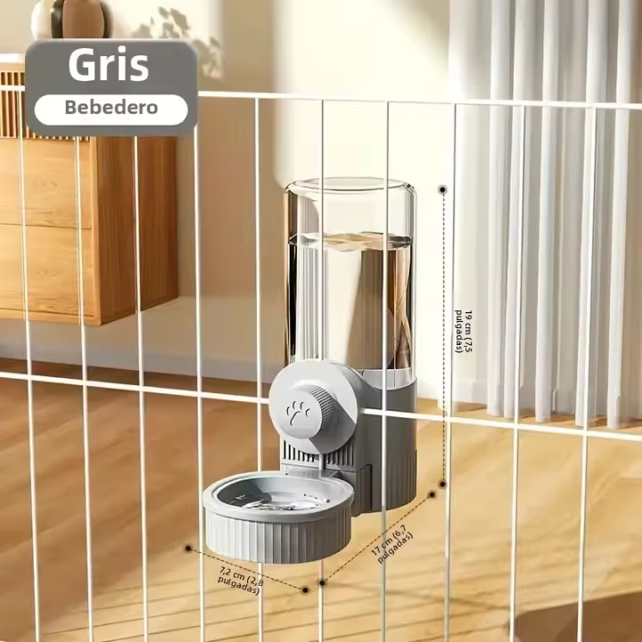 Nueva Tepy Alimentador Y Dispensador De Agua Automático Para Mascotas Colgante Contenedor Con Cuenco Para Cages Color Gris - 1