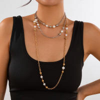 Collar Largo Ajustable Con Perlas Minimalistas Y Cuentas CCB Para Mujer IngeSight.Z Joyería De Calle Estilo Punk Adorno Para Fiesta - details 1
