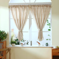 Valance De Cortina De Café De Color Puro Estilo Boho Japonés Decoración Para Ventanas Puertas Y Habitaciones Con Bolso Para Rodillo - details 9