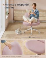 Silla de Oficina Contemporánea, Base de Estrella con Ruedas, Asiento Ancho y Cómodo, Altura Ajustable, Tela de Lino de Algodón, Silla Giratoria - details 14