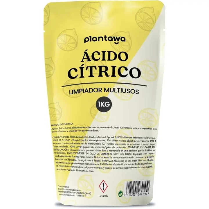 PLANTAWA Ácido Cítrico en Polvo 1 Kg | Acido Citrico para Cocina, Baño y Jardín | 100% Puro y Versátil. Limpiador Multiusos Respetuoso con el Medio Ambiente. - 1