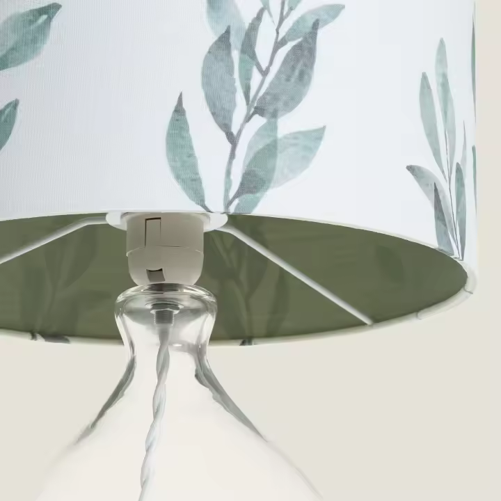 Ledkia Lámpara de Mesa Tela y Cristal Verdy Blanco - 1